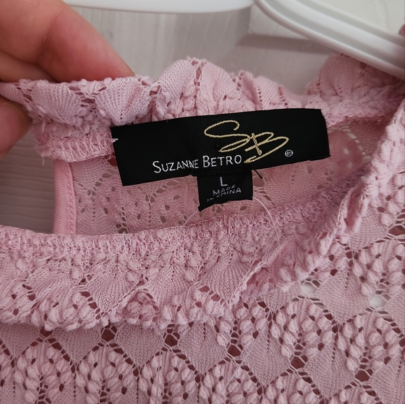 (L) Suzanne Betro Pink Multi Layer Tunic keyhole closure - Picture 3 of 9